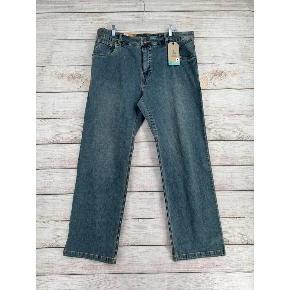 prAna Axiom Straight Leg Jeans Mens 38x32 Blue Medium Wash Denim NEW